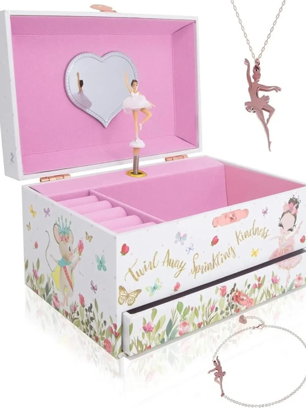 Musical Ballerina Jewelry Box for Kids - Classic Melody, Storage Organizer, MDF